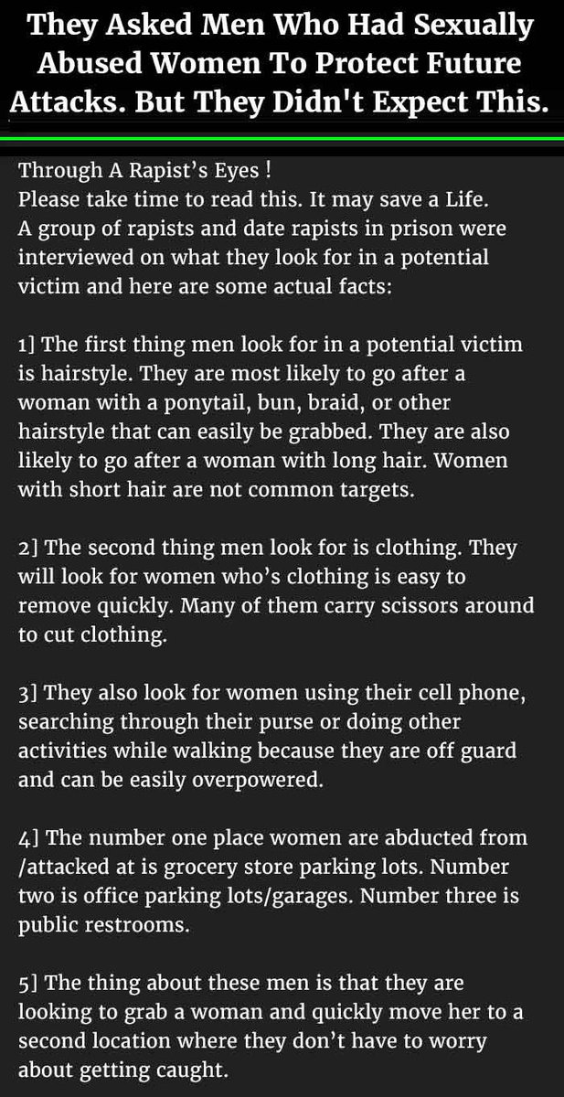 SA_Heroes's tweet photo. #DearSouthAfricanWomen
Through a rapists eyes... don't be an easy target
#SaveALife Pls RT for awareness https://t.co/8frAD70akH