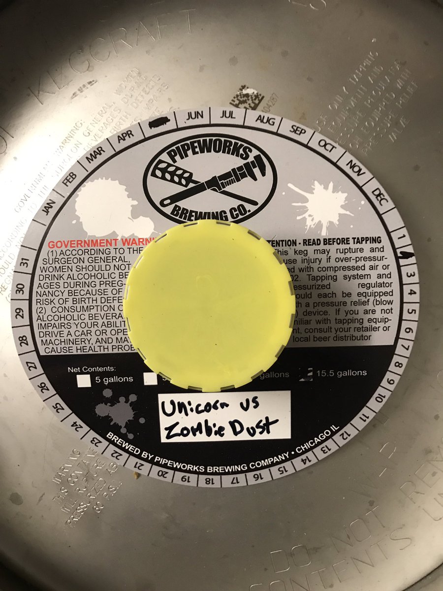 cornerchicago's tweet photo. Tooooomorrow! Tomorrow! We'll tap ya, tomorrow! You're only a day away!!! Unicorn vs. Zombie Dust. Friday. Epic. @PipeworksBrewin @3floyds https://t.co/oLkwiQ7twg