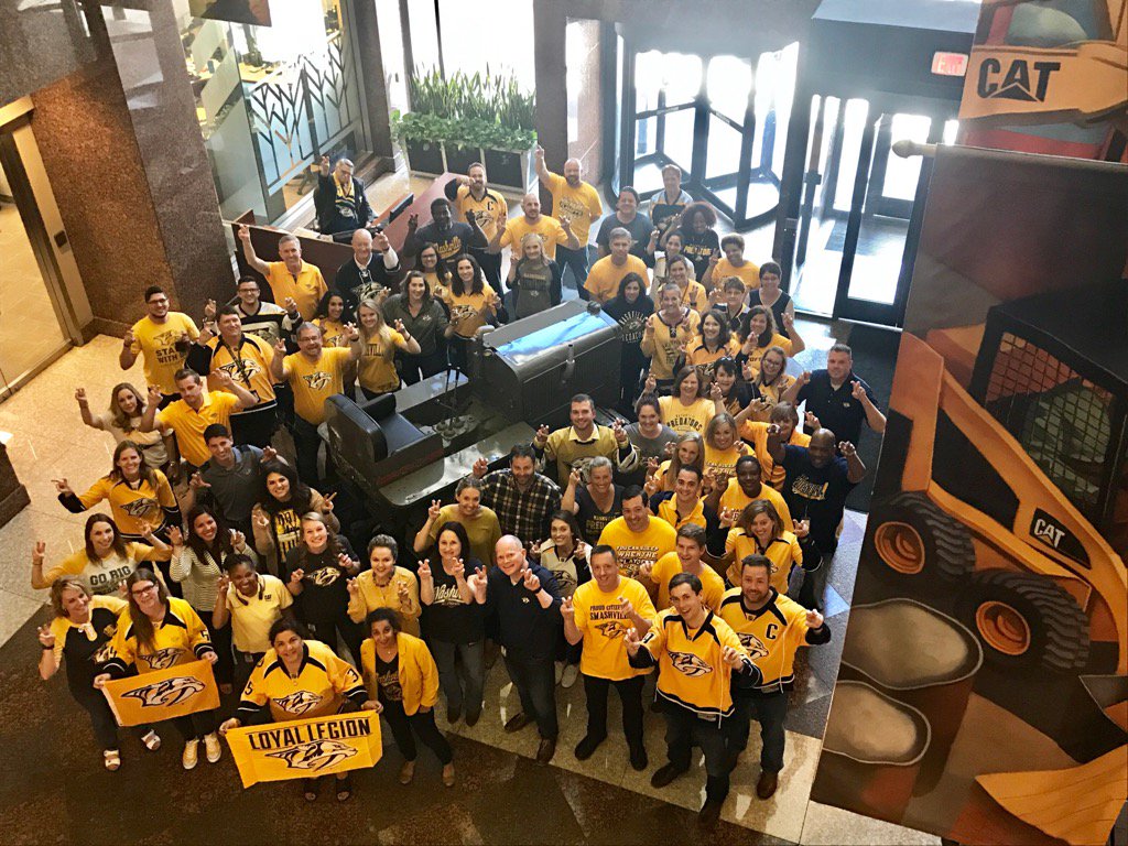 CatFinancial's tweet photo. Who's ready for game 4? Our Nashville office is ready to cheer on @PredsNHL tonight in #Smashville #standwithus https://t.co/qCRJRkFGmo
