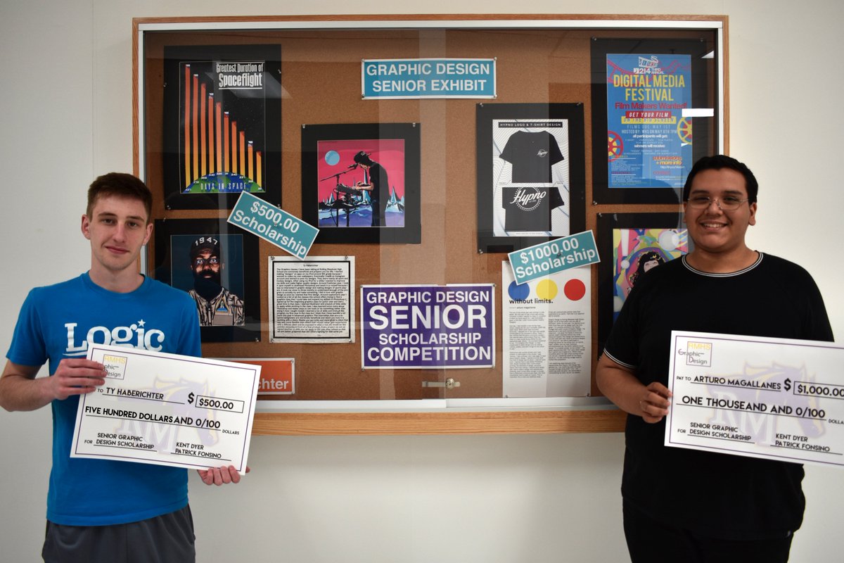 Congratulations Adv Graphic Designers Ty &amp; Arutro on winning the annual RMHS Senior Graphic Design Scholarship of $500 and $1000 @District21