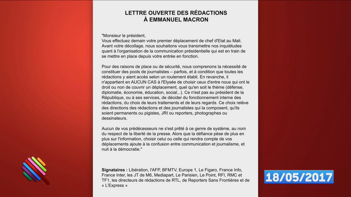 Qofficiel's tweet photo. 15 médias ont adressé cette lettre ouverte à Emmanuel Macron, lui faisant part de leur inquiétude. @HugoClement #Quotidien https://t.co/5f3EEtthZ4