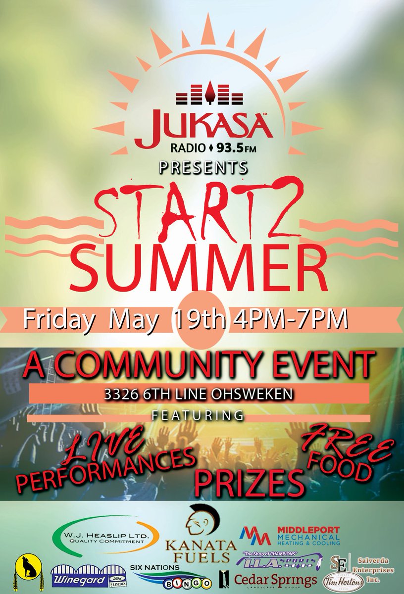 TOMORROW! Who's coming to #Start2Summer a free community BBQ?! Join us from 4-7pm here at Jukasa (3326 6th Line) We'll be drawing our prizes