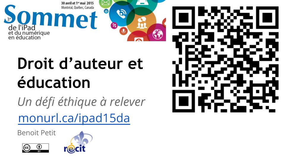 petitbenoit's tweet photo. Ma présentation à propos de ressources éducatives libres au Sommet #iPad15 https://t.co/yktfyTjdls cc @Hubert_edu #iPad17 https://t.co/hYjBf99SQ6