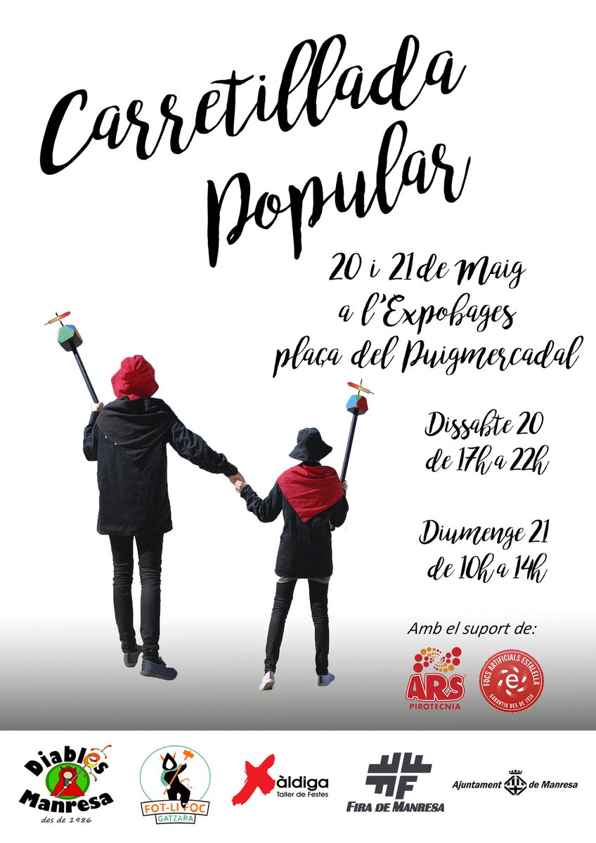 Per tant sols 1€ podràs ser diable!  Vine a la #carretilladapopular el dissabte i el diumenge a la plaça de Puigmercadal!