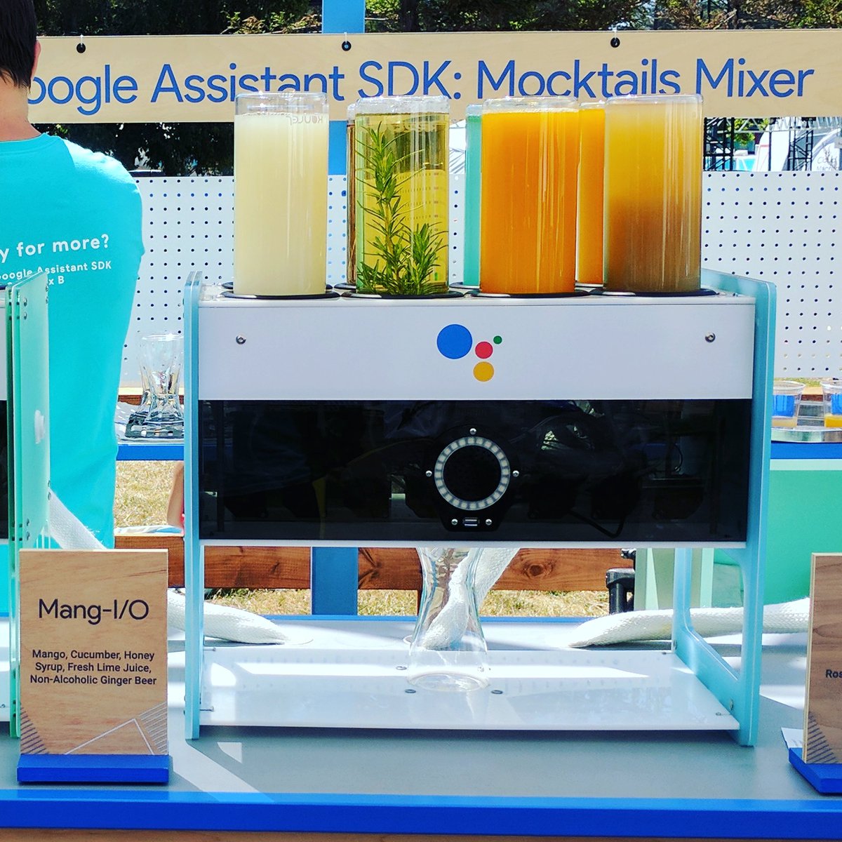 Mocktail anyone? Checking out the Assistant powered mocktail mixer at Google I/O. How long until we all have one of these in our homes #io17