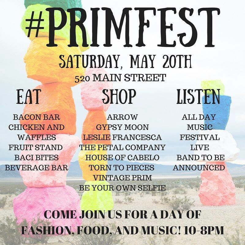 PleasantonDT's tweet photo. PrimFest is this Saturday, May 20th at Prim!  Discounts all day, Shop, Eat and enjoy Live music!  #PRIMFEST https://t.co/YqCC7Xfy0a