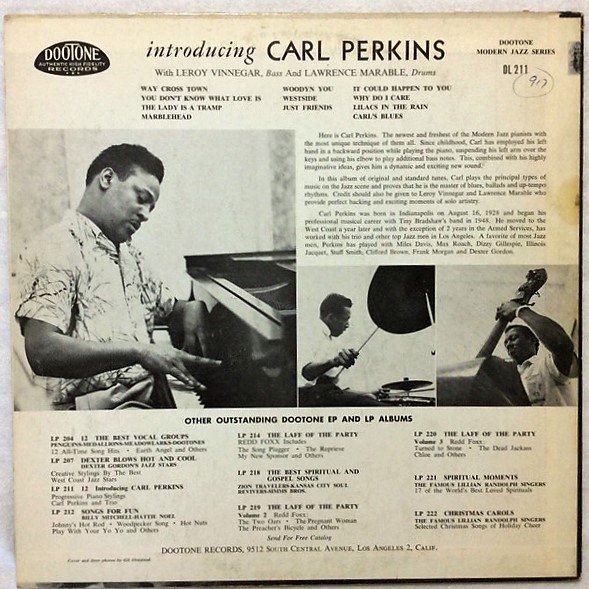 karyobin014's tweet photo. #CarlPerkins🎹 – Introducing...   Dootone🇺🇸 – DL-211  1955
https://t.co/bE5sSsve8H #Jazz
#LeroyVinnegar(b) #LawrenceMarable(ds)
Red Vinyl https://t.co/5VgpHnkBRX