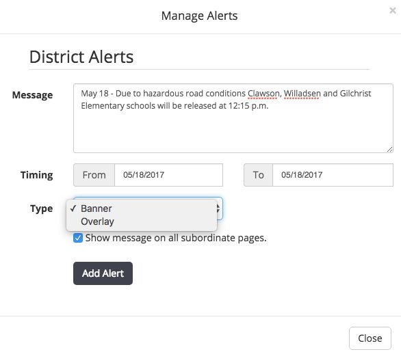 Our latest Alerts feature is looking good on <a href="/laramie_1/">Laramie County School District 1</a>! Thats right! Two types of alerts are now available on all <a href="/SchoolBlocks/">SchoolBlocks</a> websites.
