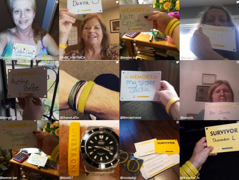 livestrong's tweet photo. Tomorrow is #LIVESTRONGDay! We’re paying tribute to cancer warriors around the world. See the pics: https://t.co/5M0COPVyyx #HonorTheFight https://t.co/rGG1qh3kiE