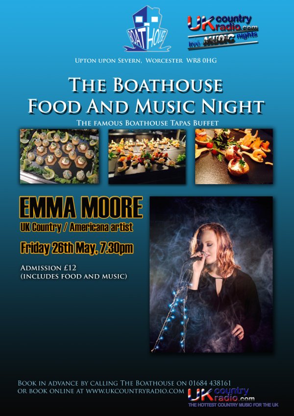 It's time to book for our Live Music Night next Friday at <a href="/boathouseupton/">The Boat House</a> with great food and <a href="/EmmaMooreCoUk/">Emma Moore 👩🏻‍🦰</a> ukcountryradio.com/livemusicnight…