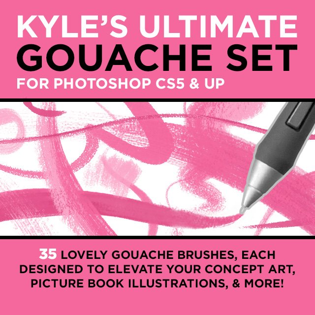 Kyle T Webster on X: My #Photoshop Gouache Brush set is now updated. 15  FREE new brushes (Gouache Golden) are there! Tell your friends! 😀    / X
