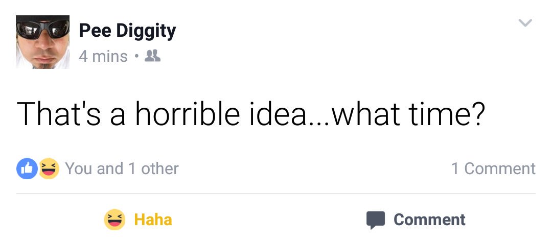 "That's a horrible idea... what time?" - @sfkoru ... #Section37b ish