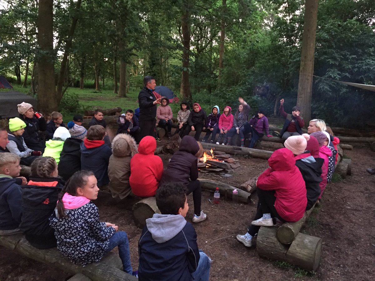 Year 5 about to head out for a night time walk.