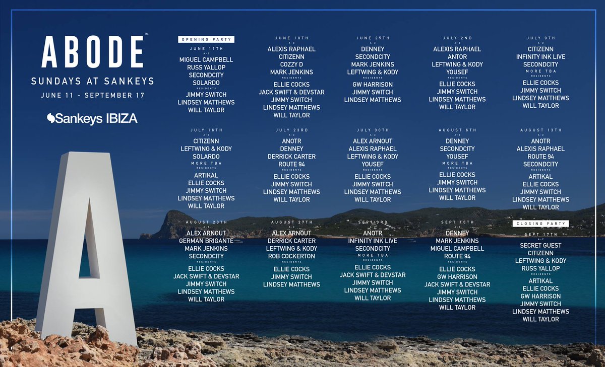 Looking forward to joining the <a href="/AbodeRecords/">ABODE</a> family at @SankeysIbiza this Summer ;)