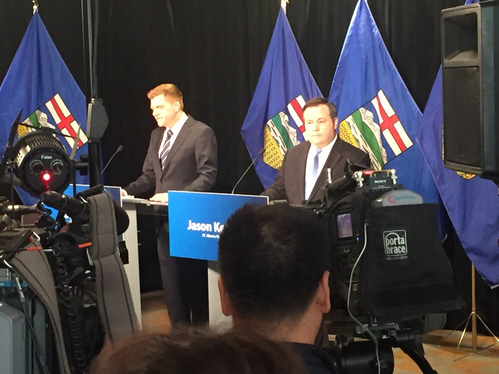 sunlornegunter's tweet photo. @BrianJeanWRP &amp; @jkenney announce new #UnitedConservativeParty. Must still be ratified by mems of both parties. https://t.co/dcpiMMKJhK
