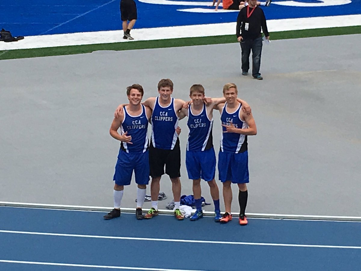 CCATFXC's tweet photo. #CCATF Shuttle Hurdle Relay (Brimeyer, Riggan, Johanson, Toy) finishes 11th (seeded 21st), runs 1:00.69. 5th Best All-Time at CCA. 
#Boats⚓️ https://t.co/YNirETV3I5