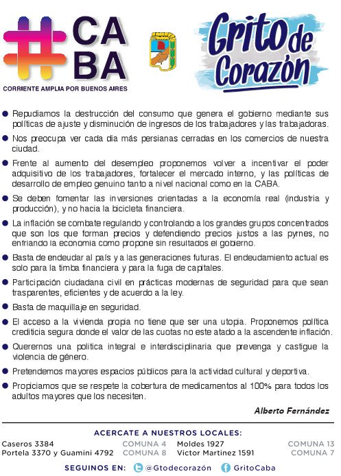 grblanco1's tweet photo. *Olavarria y Almirante Brown *Caseros y Lavarden                 *Caseros y Saenz  c4 #Sabado @alferdez @CorrienteAmplia https://t.co/Q45XVSVZwE