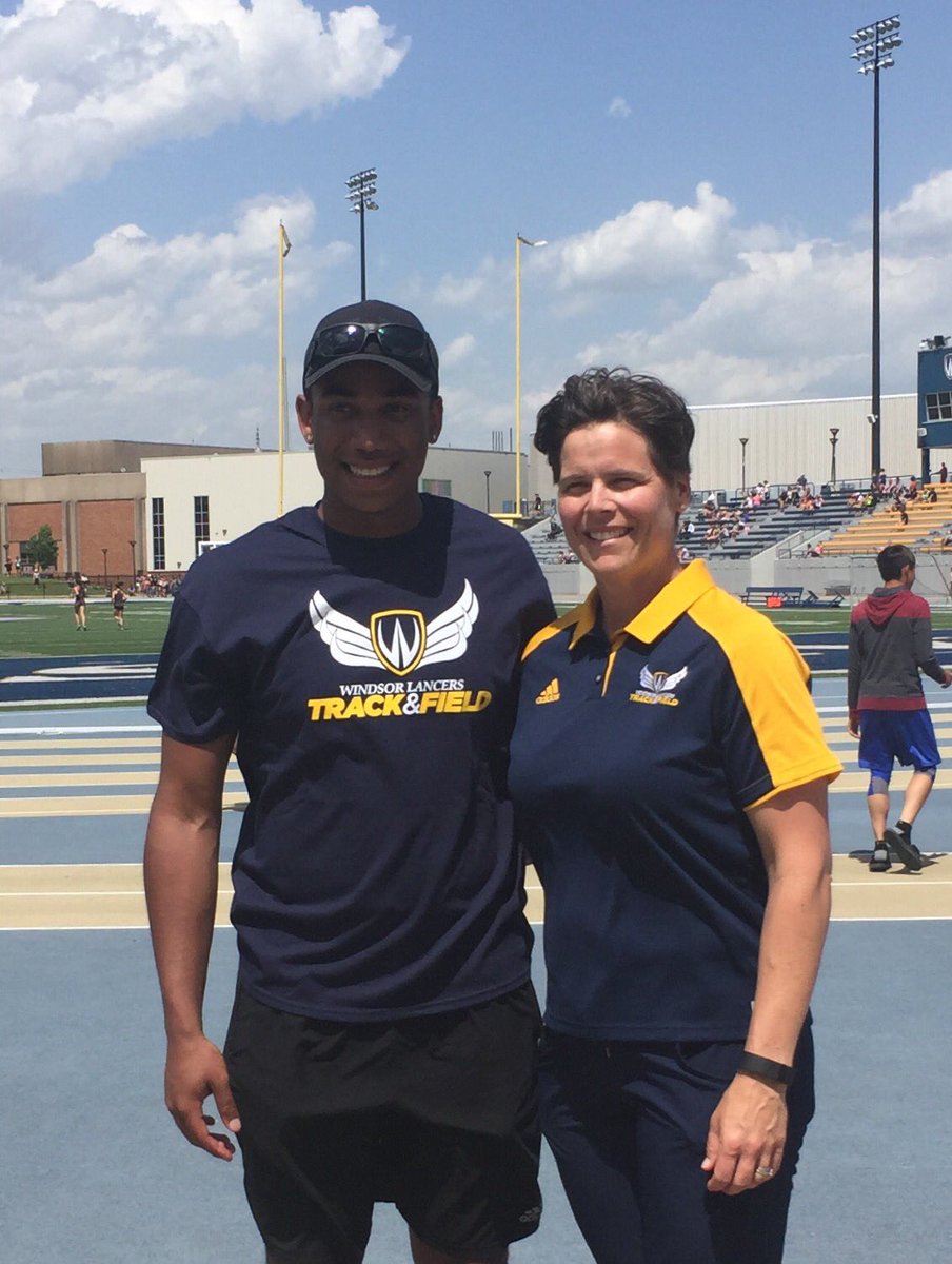 MsBovin's tweet photo. 🐾Congrats Anthony Atkinson on joining the U of W Lancer Family! Coach Tina Sharman is excited too!!#PantherPride #throwingismysuperpower https://t.co/W3gH8hgBce