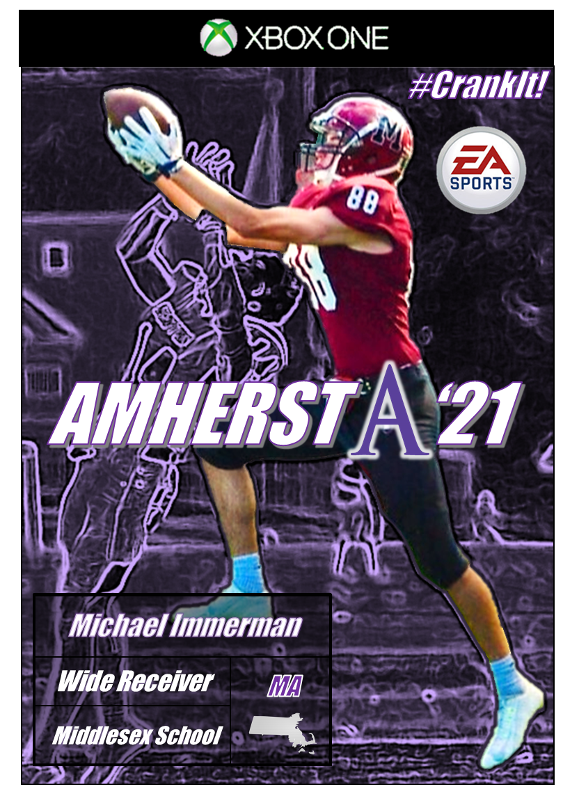 We welcome Michael Immerman, WR from Middlesex HS, MA, to the Amherst Football Class of '21! <a href="/MiddlesexSchool/">Middlesex School</a> #Amherst21 #TusksUp #CrankIt