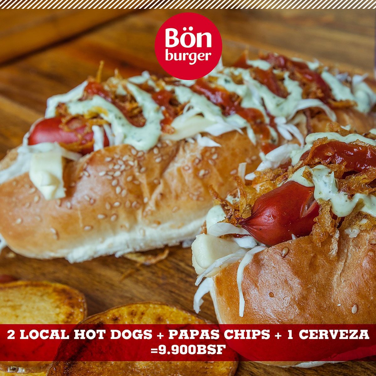 Bon_Burger's tweet photo. ¿Lo pidieron? ¡Te lo damos! 🔸[COMBO NUEVO]🔸2X1 Hotdogs Local ➕ Papas Chips ➕1 cerveza 🍺 9.900 Bsf 😉

Un combo con mucho sabor zuliano https://t.co/7ZkBZQsFZY