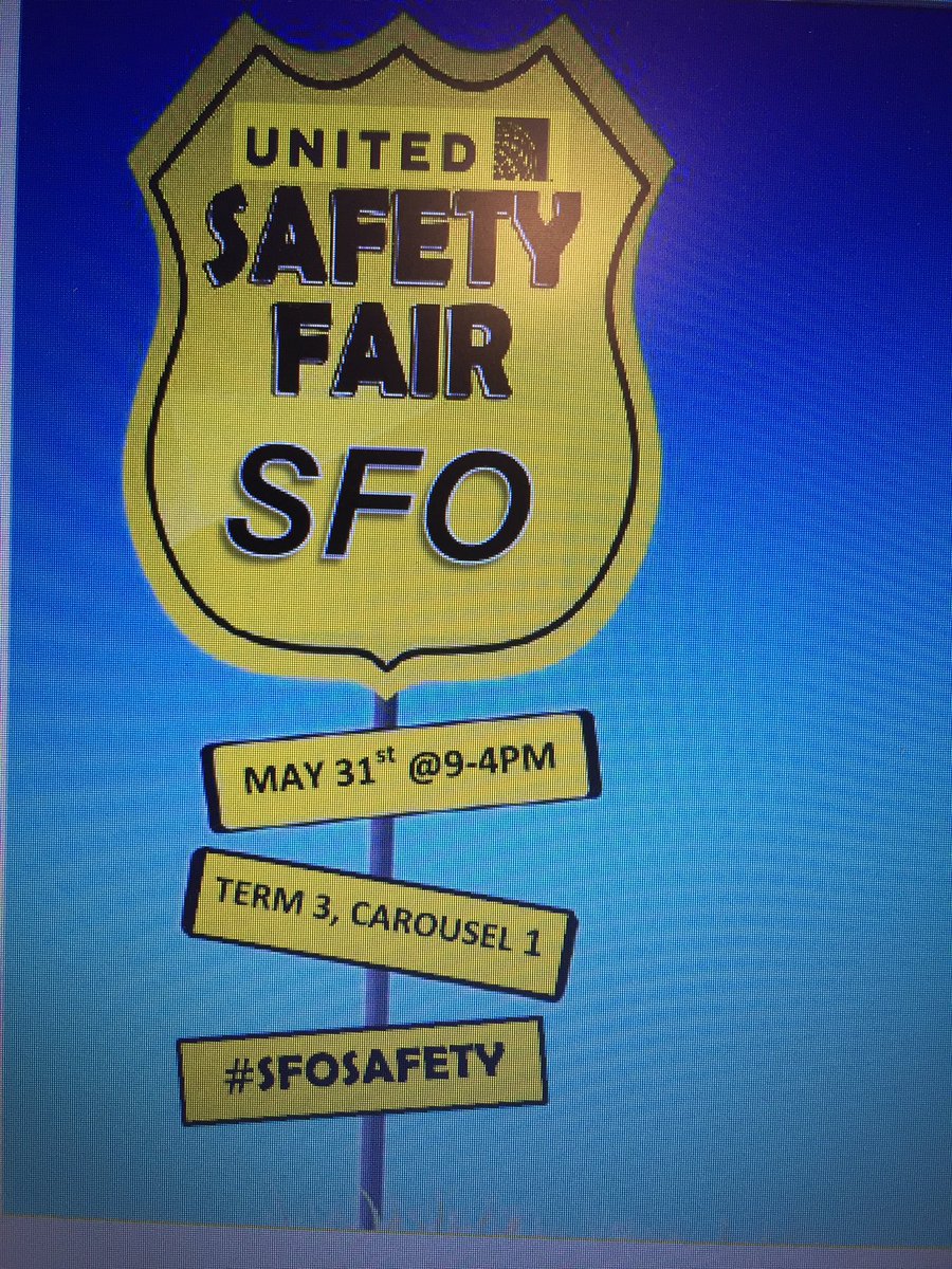 SFOSafety (@sfo_safety) on Twitter photo SFO's annual Safety Fair coming May 31st... Hope u can come!@sfo_safety <a href="/weareunited/">We Are United</a> <a href="/MikeHannaUAL/">Mike Hanna</a> <a href="/bedoodles/">Beth Dowdle-Anchondo</a> SFO's annual Safety Fair coming May 31st... Hope u can come!@sfo_safety <a href="/weareunited/">We Are United</a> <a href="/MikeHannaUAL/">Mike Hanna</a> <a href="/bedoodles/">Beth Dowdle-Anchondo</a>