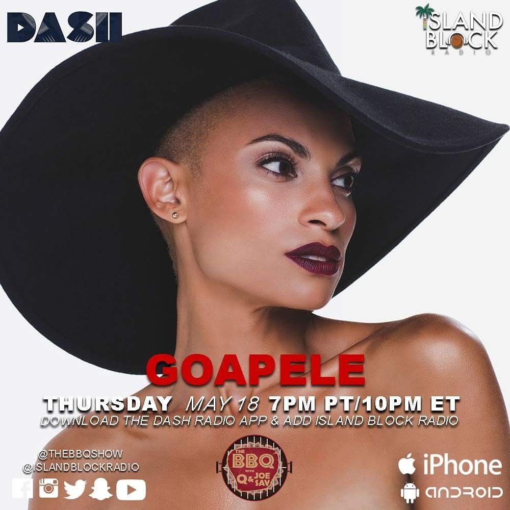JoeSav100's tweet photo. @Goapele is on @thebbqshow TONIGHT at #7pmPDT on @IslandBLKRadio powered by DASH. Download @dash_radio app or >https://t.co/7kPfRY7we1. https://t.co/rXXA8ZlSmp