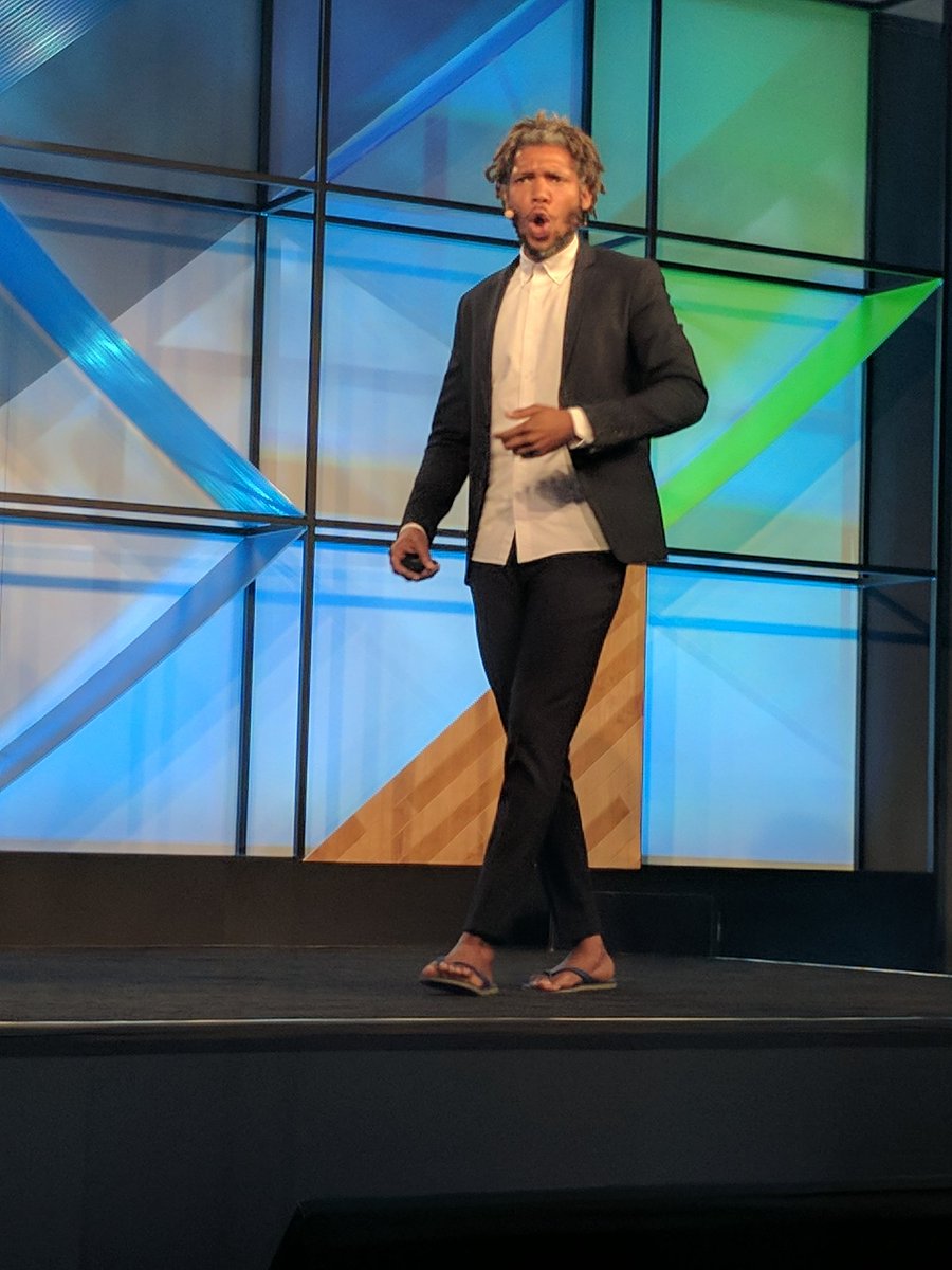 Captain_Damo's tweet image. @iotproductdev rocking sandals on stage, hell yea I'm all for it! #teamSandalsAtWork
