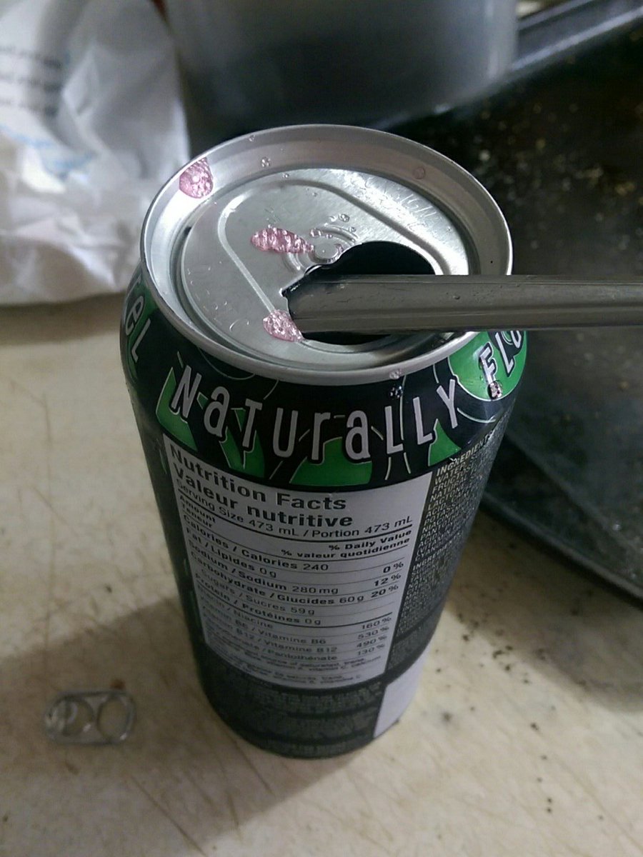 Graffenstyne's tweet image. Had to beat in tab with spoon but strength prevails!! #failenergy #jokerenergy #jokerenergydrink #canfail