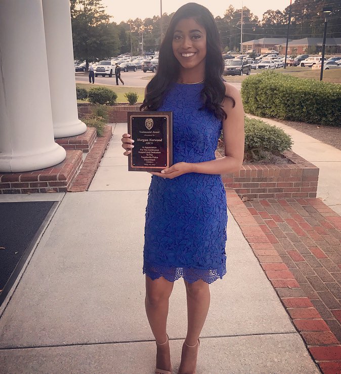 Morganorwood's tweet photo. My partner @LouGuilette &amp; I are honored to accept the Testimonal Award from @FayettevillePD for work after the hurricane. Thanks FPD! #abc11 https://t.co/hARmTpHdvL