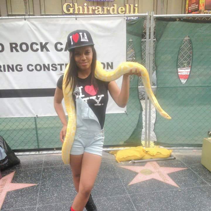 AmiraODare's tweet photo. #ThrowbackThursday Just Holding a Baby Python... Nothing to Be Scared of lol #TBT @sagebrushranch @DennisHof https://t.co/Nhww9v7al1