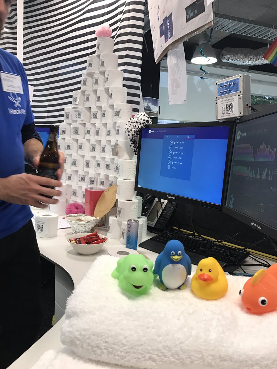 SEEK_Geek's tweet photo. Taking out the Marketer Award is SEEK Comfort Services (two in a row team!) #HackAte #AusHackWeek https://t.co/Lqd1XN7TYi