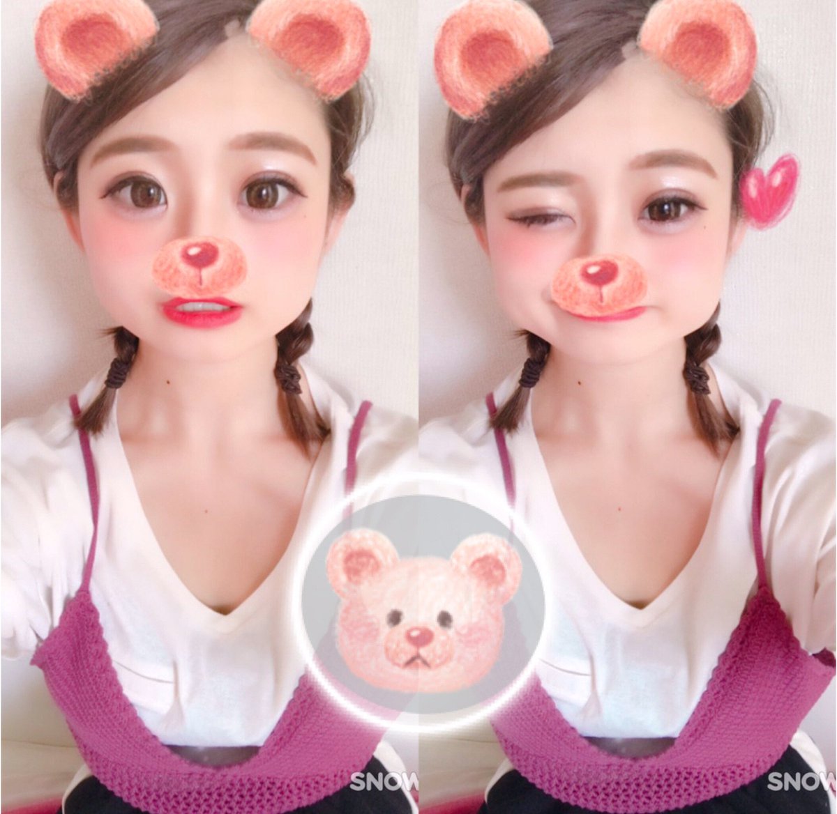 Snow App Official Ruiちゃんが使ってくれたこの ピンクくまたん まだ あんまりみんなに知られて ないんだけどとっても可愛い子なの みんな 使ってみてねぇ ﾟ キラッ Snow ラブリツ