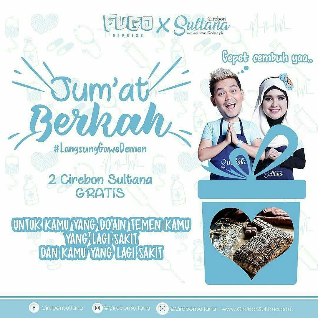 Selamat pagi. Happy Friday. #Fugoexpress X Cirebon Sultana lagi ngadain program "JUMAT BERKAH" nih gaes. Detailnya bisa kepoin IG kami yah 😊