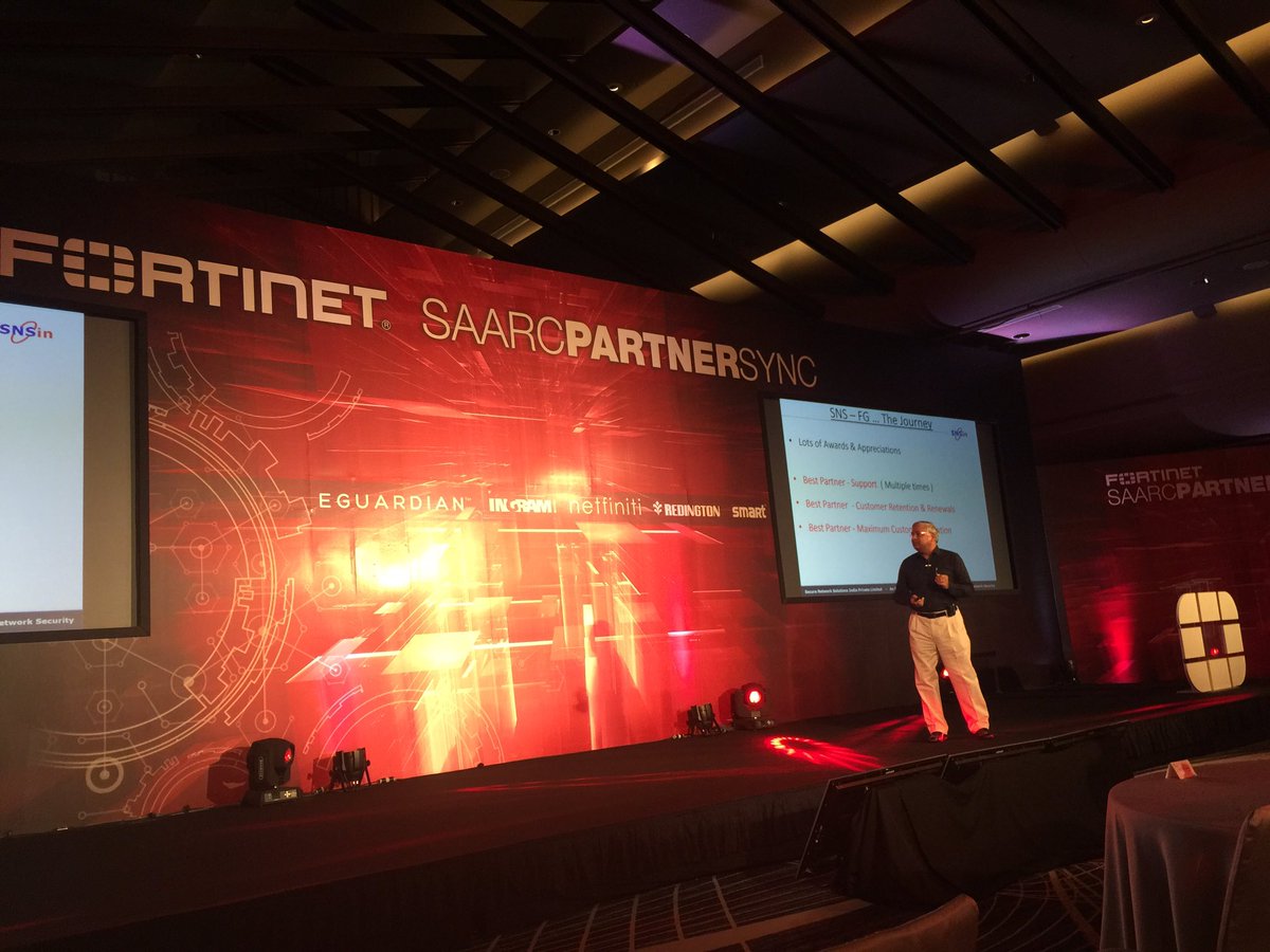 AnneBourgeois's tweet photo. Thanks N K Mehta from SNS India who is celebrating this year a 12 years relationship with @FortinetChannel ! Your preso was really great 😀 https://t.co/v9UQjMn4vj