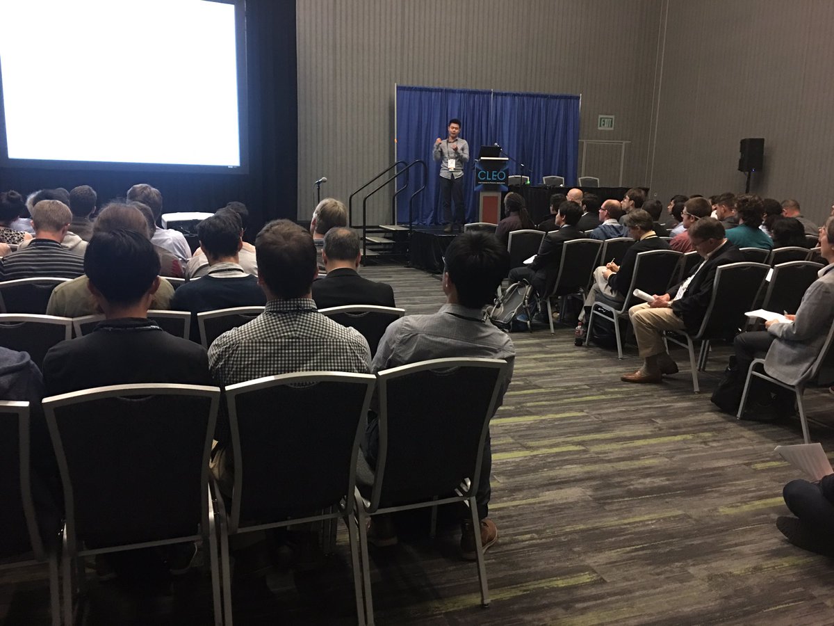 OkawachiY's tweet photo. Yun Zhao from @CUSEAS now presenting his Postdeadline talk #cleo2017 https://t.co/2cYqqGKT0r