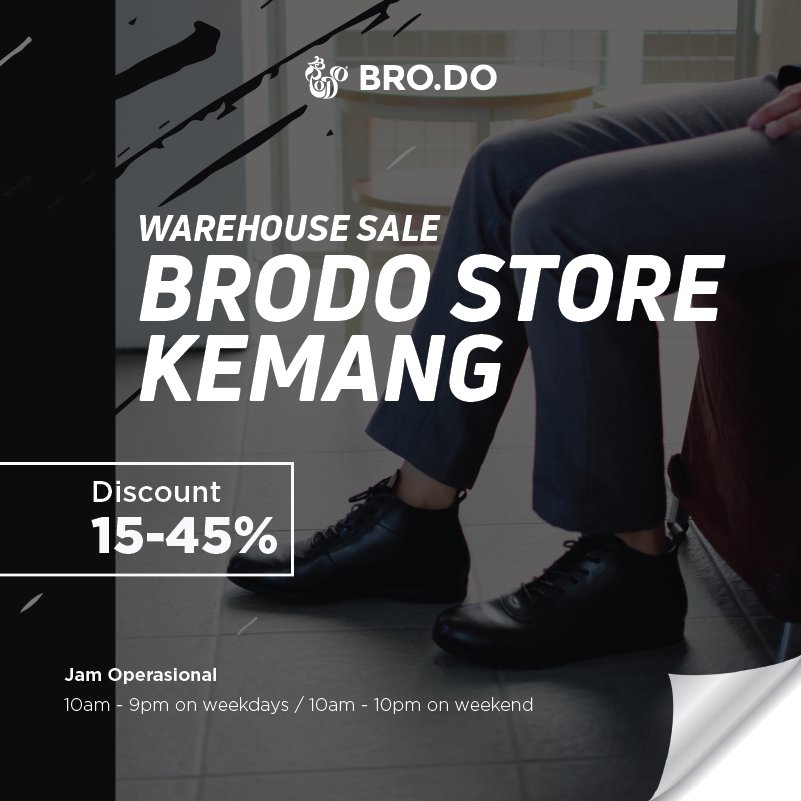 brodofootwear's tweet photo. Warehouse Sale #BrodoStore Kemang telah dimulai Bro! Diskon 15 β 45 % di #BrodoStore Kemang mulai 19β31 Mei 2017 https://t.co/7Kwm0ShkfL πͺ https://t.co/sfc2QhtRhG