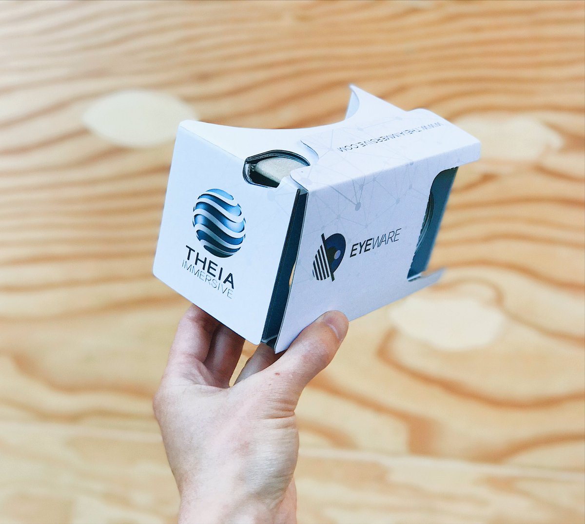 A cardboard VR headset device