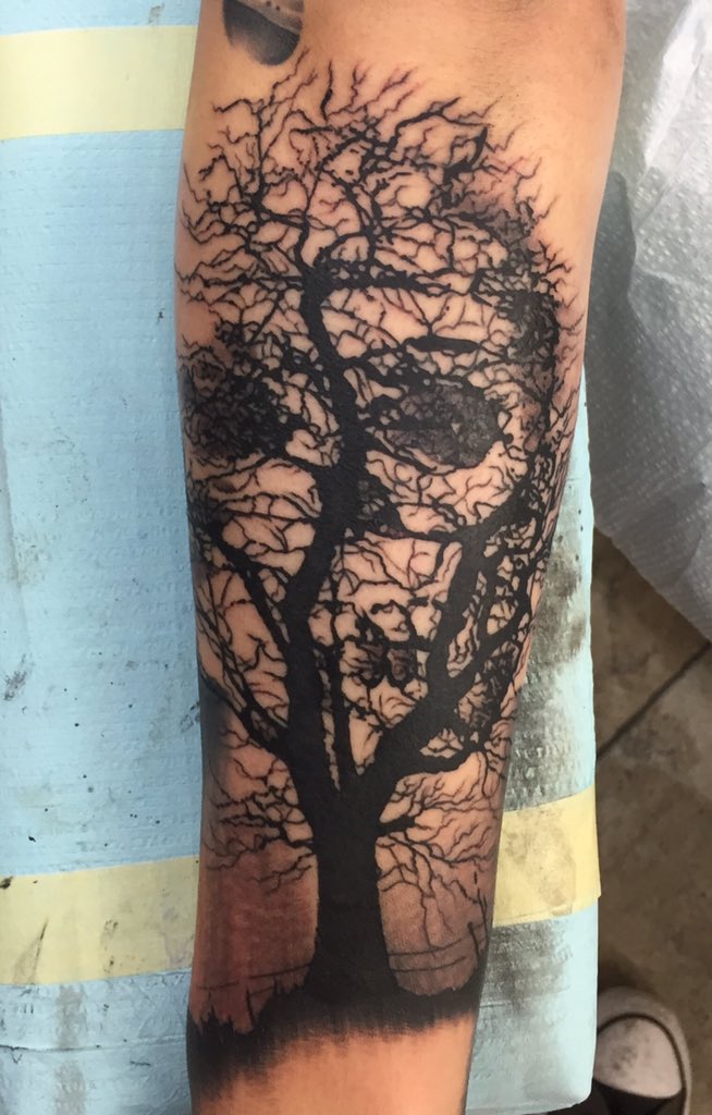 Skull and Forest by Brooke Cook at Lucky Bella Tattoos in North Little Rock  Arkansas by Brooke Cook TattooNOW