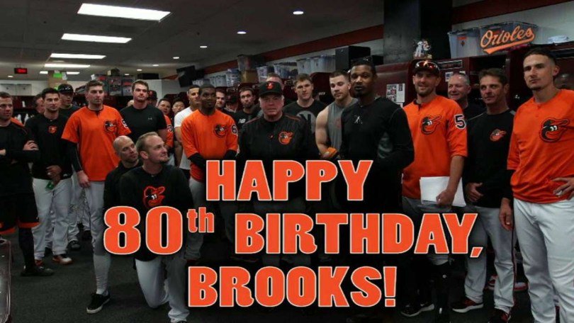 BAL O s sing Happy Birthday to Brooks Robinson  