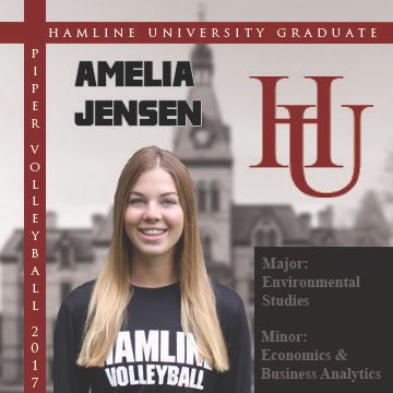 hamlinevball's tweet photo. Good things come to those who graduate from #HUVB! You four are going to crush it in adult-land! Always be #HamlineProud. #classof2017 https://t.co/RrTY4w8t1Q
