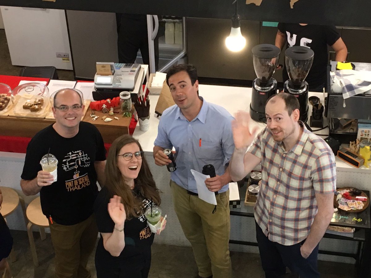 pintofscienceTH's tweet photo. On behalf of the #PoSTH team we would like to Thank @wellcometrust and everyone who made the #pintofscienceth festival poasible #pint17 https://t.co/0wycfKcNBs