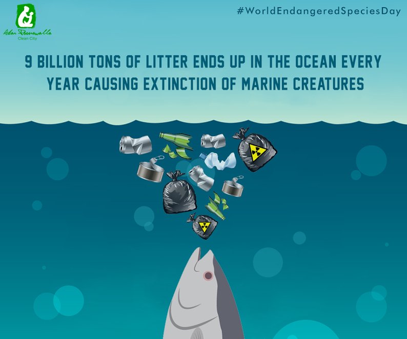 Save them from extinction by not throwing the toxic elements in the water. #WorldEndangeredSpeciesDay