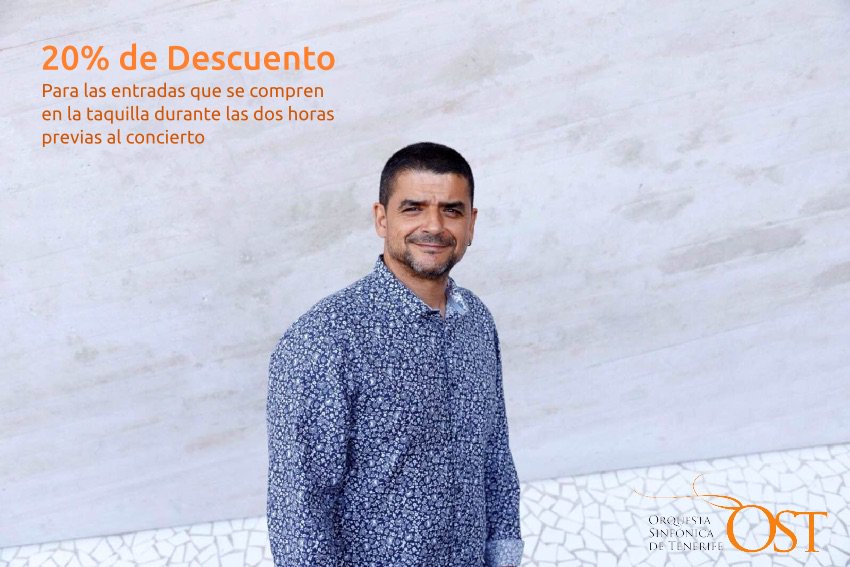SinfonicaTF's tweet photo. ¡20% Descuento! 📣👏 En las entradas que se adquieran en taquilla, durante las dos horas previas al concierto, que comienza a las 20:30h #OST https://t.co/4qsFTxCxHG