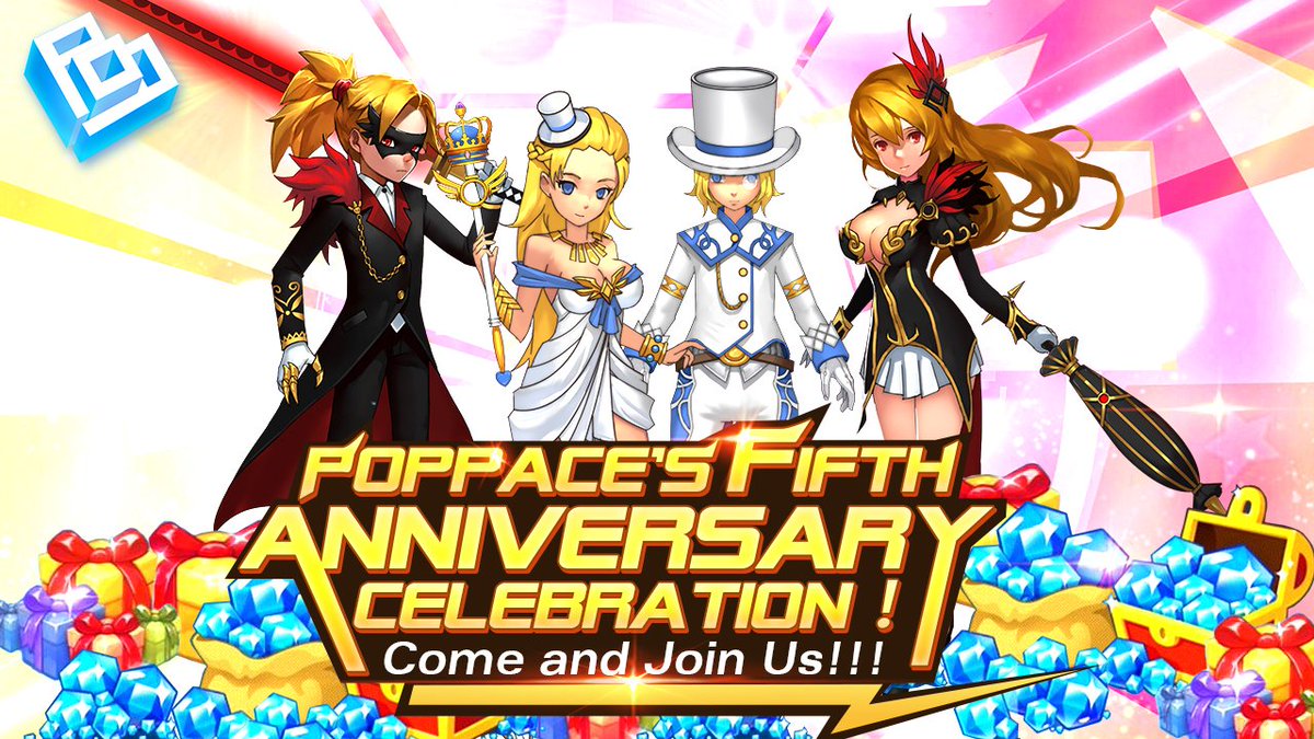 FinalClashPop's tweet photo. Poppace's 5th anniversary is coming! In-game events during May 20th-21st in server time are Coming! Check the game announcement for details! https://t.co/UeeVaB5J6J