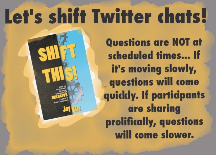 JoyKirr's tweet photo. #ShiftThis is shifting the way we chat! https://t.co/GLoxakFfgL Join us for a book study this summer. #tlap #DitchBook #MakeItReal #edchat https://t.co/Fj2Ql8Kea4