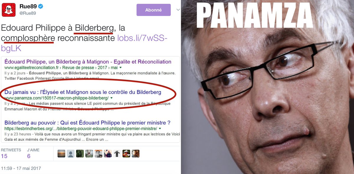 Panamza expose factuellement la connexion Bilderberg-Macron-Philippe: le guignol Schneidermann crie au «fake»