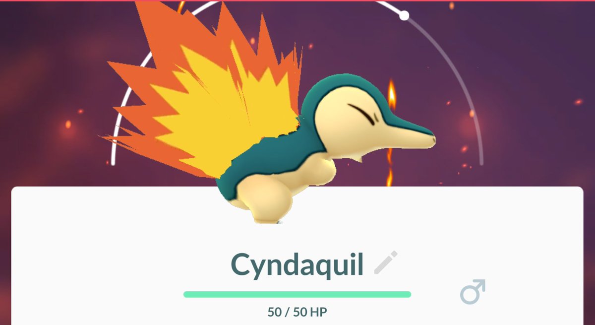 dosmyhero's tweet photo. TIL you need to tap on cyndaquil to make his fire come out. I always just thought @PokemonGoApp had some weird bug with their sprites. https://t.co/wEY0nJIxIJ