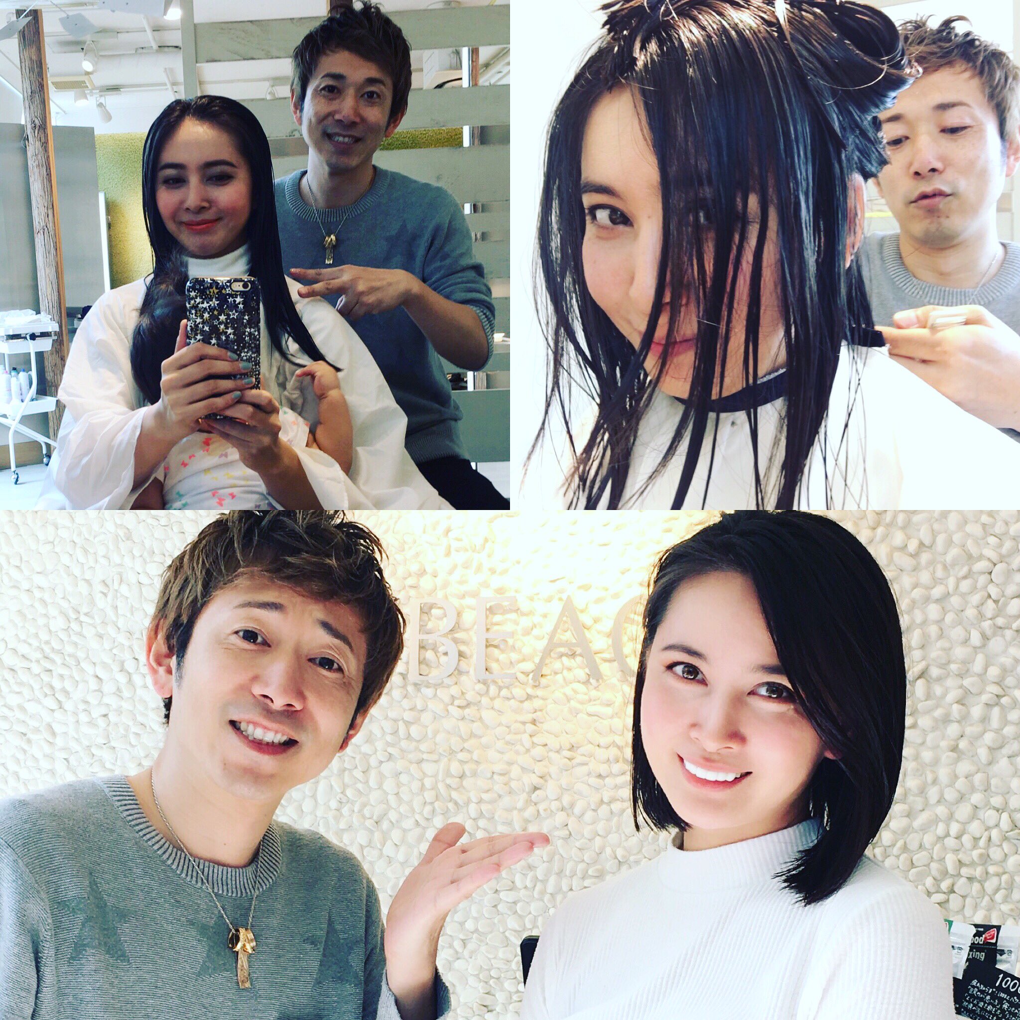 加藤夏希 Ar Twitter 夏に向けてイメチェン 半分以上カットしてボブヘアーにしました 産後髪をしっかり乾かしたりケアーする時間が取れなくて痛めちゃってたけど 短くしたからケアーもしやすくなるかな 久しぶりのボブです Beach 表参道