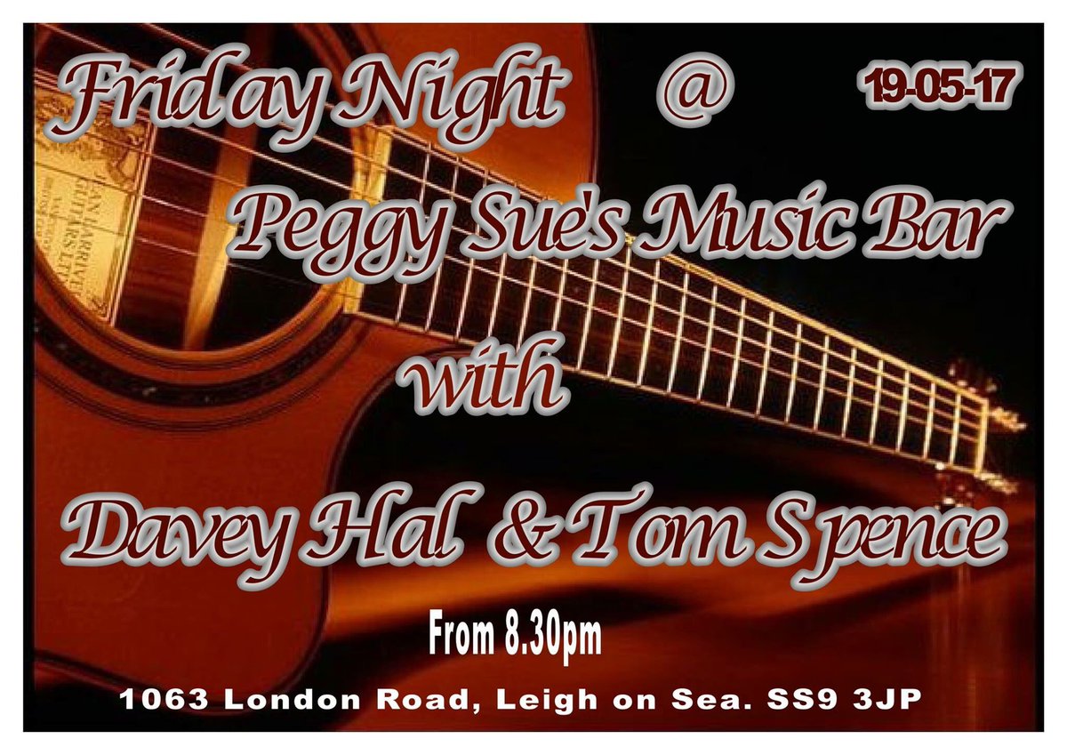 peggysuemusicb1's tweet photo. #HappyFriday peeps we're kicking off the weekend @peggysuemusicb1 with #DavyHal & #Tomspence come and join us #livemusic in #leighonsea https://t.co/lgmuFO7w64