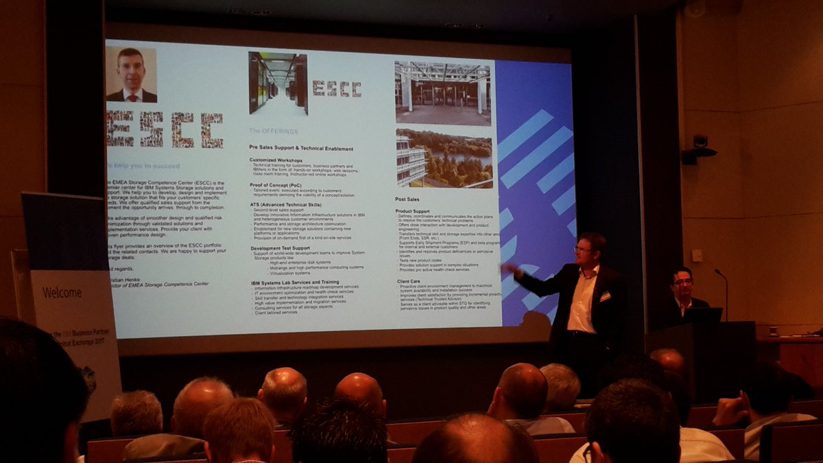 edvbiz's tweet photo. IBM ATS manager Bernd Mรผller presenting the ESCC (EMEA Storage Competence Center) at #IBMSBPTeX Montpellier https://t.co/Fzt0aPFu4g